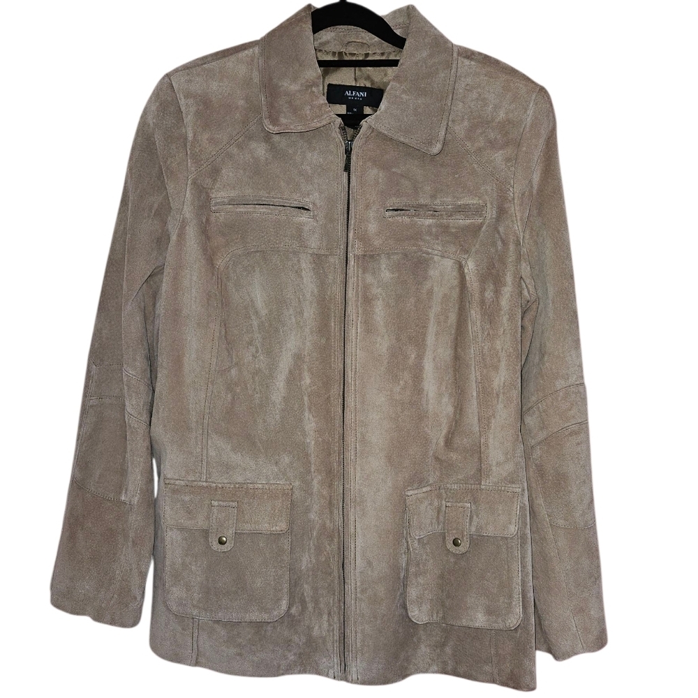 Alfani Genuine Suede Jacket, Size 1X, Tan, NWT